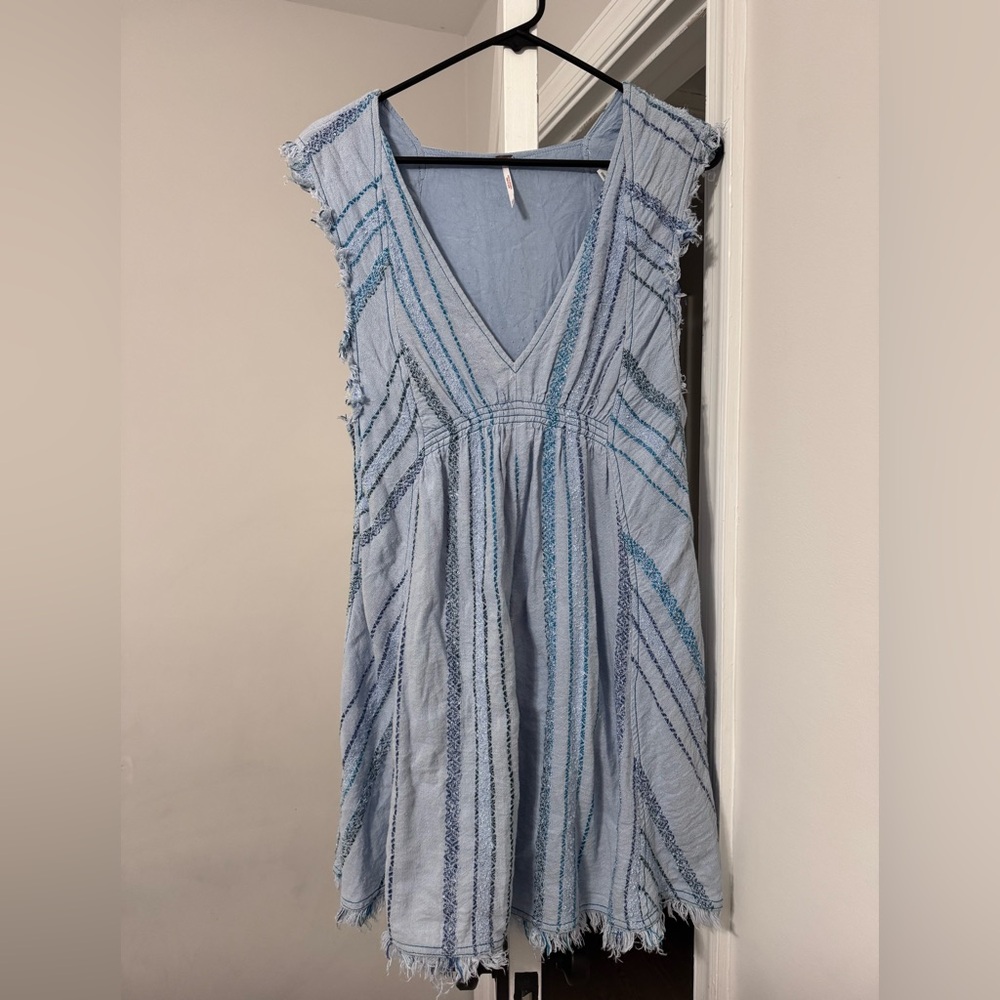 Free People Blue Striped Midi Dress